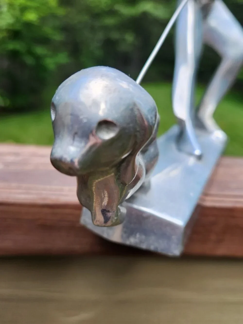Vintage 1973 Chris Petersen Aluminum Sculpture Man Boy With Dog Mid Century MCM